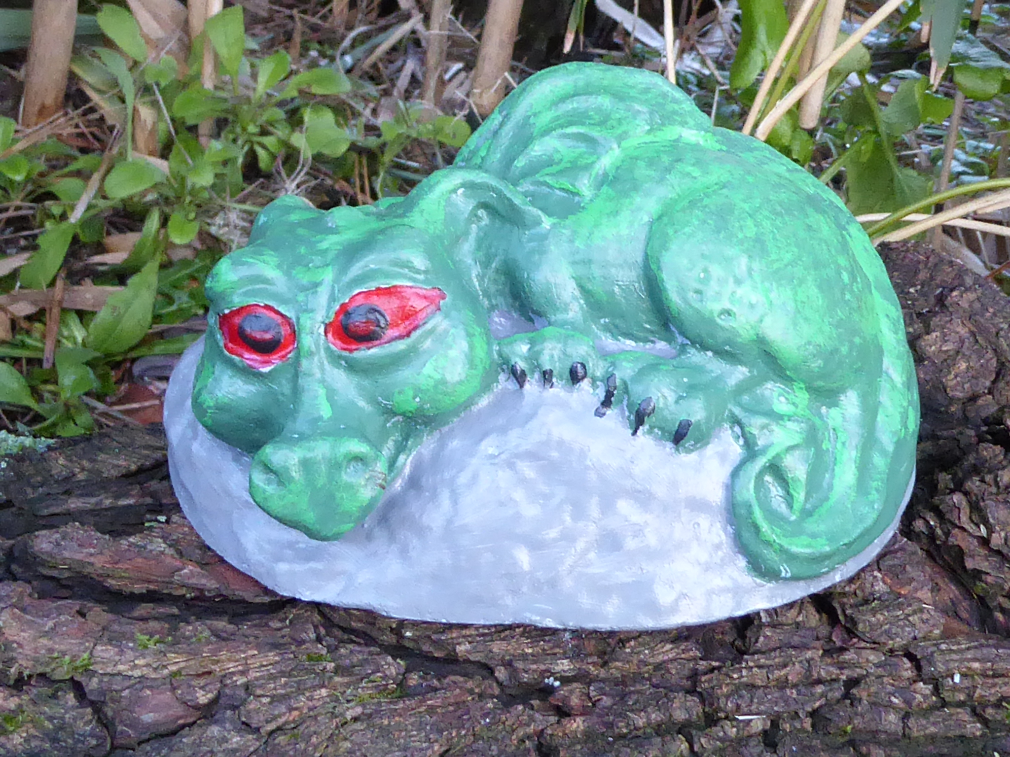 Resting Dragon Garden Ornament Handcrafted & Hand Painted 14cm long