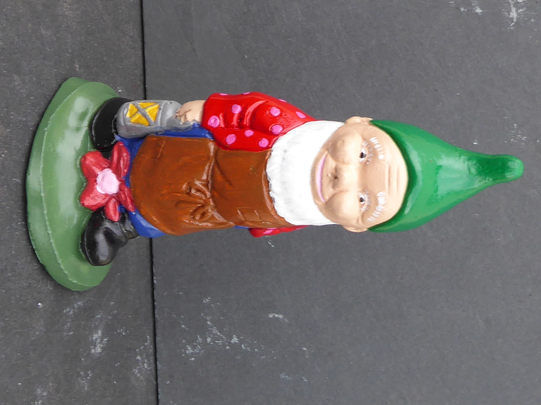 Handcrafted Garden Gnome with lantern 19cm tall Cast Stone (concrete) Dwarf