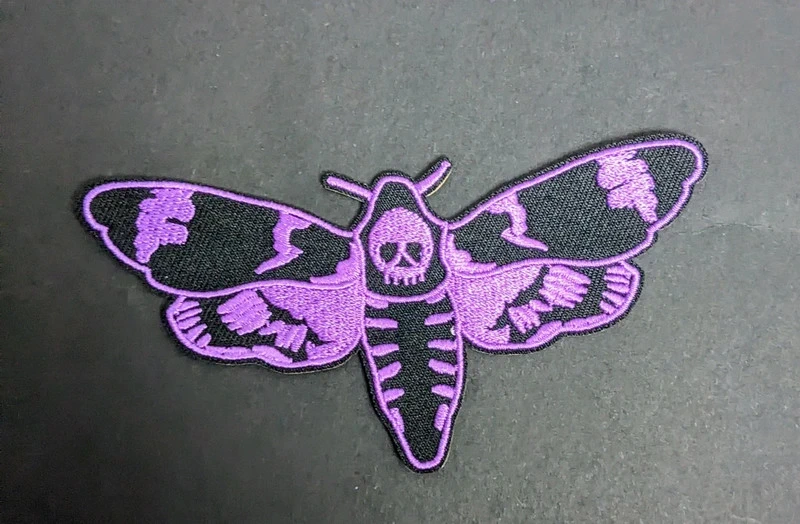 Death Moth Embroidery Patch - Lilac