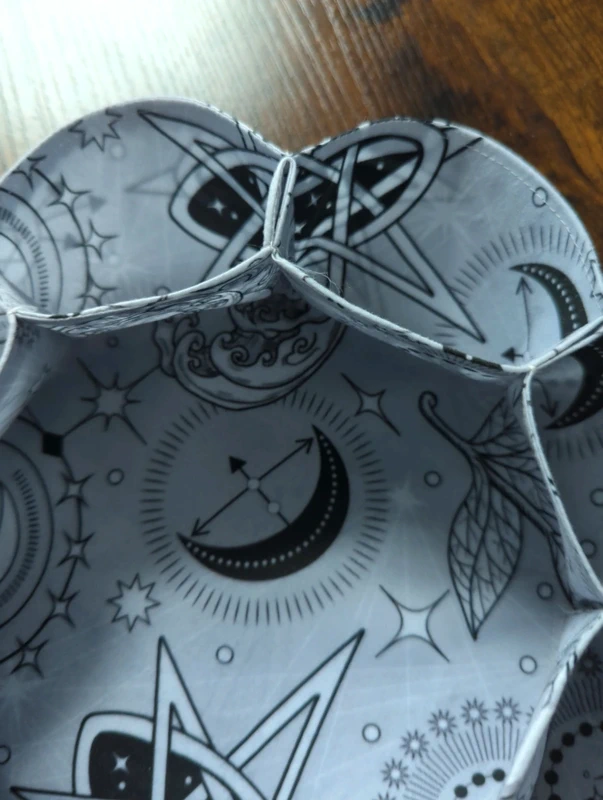 Handmade Multi-Function Textile Scalloped Bowl - Moon - Black and White