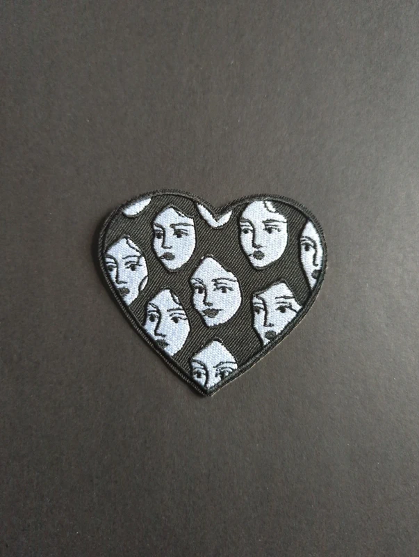 Heart with faces Embroidered Patch