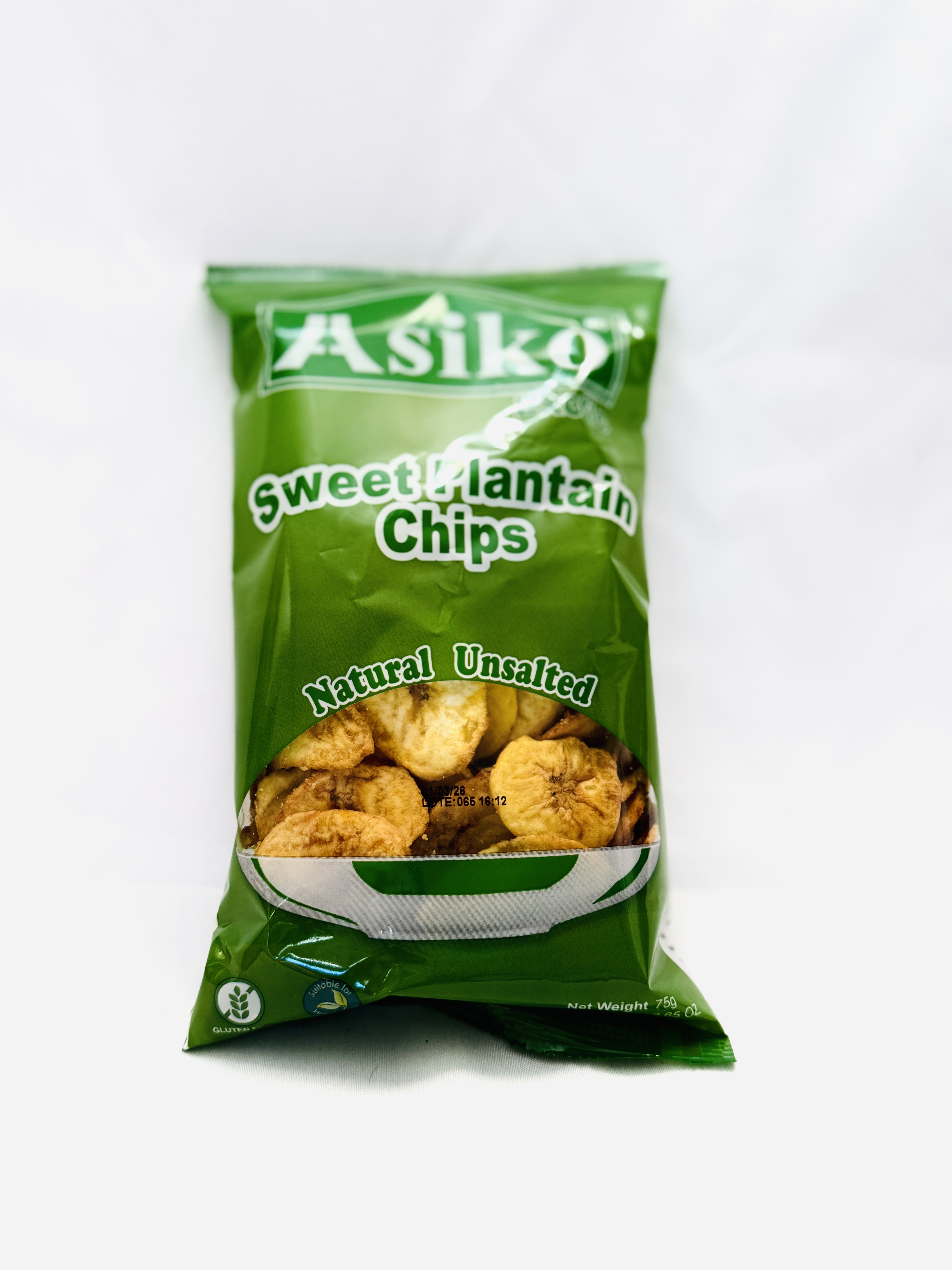 Asiko Plantain Crisps 75g 1x24 (1 box)