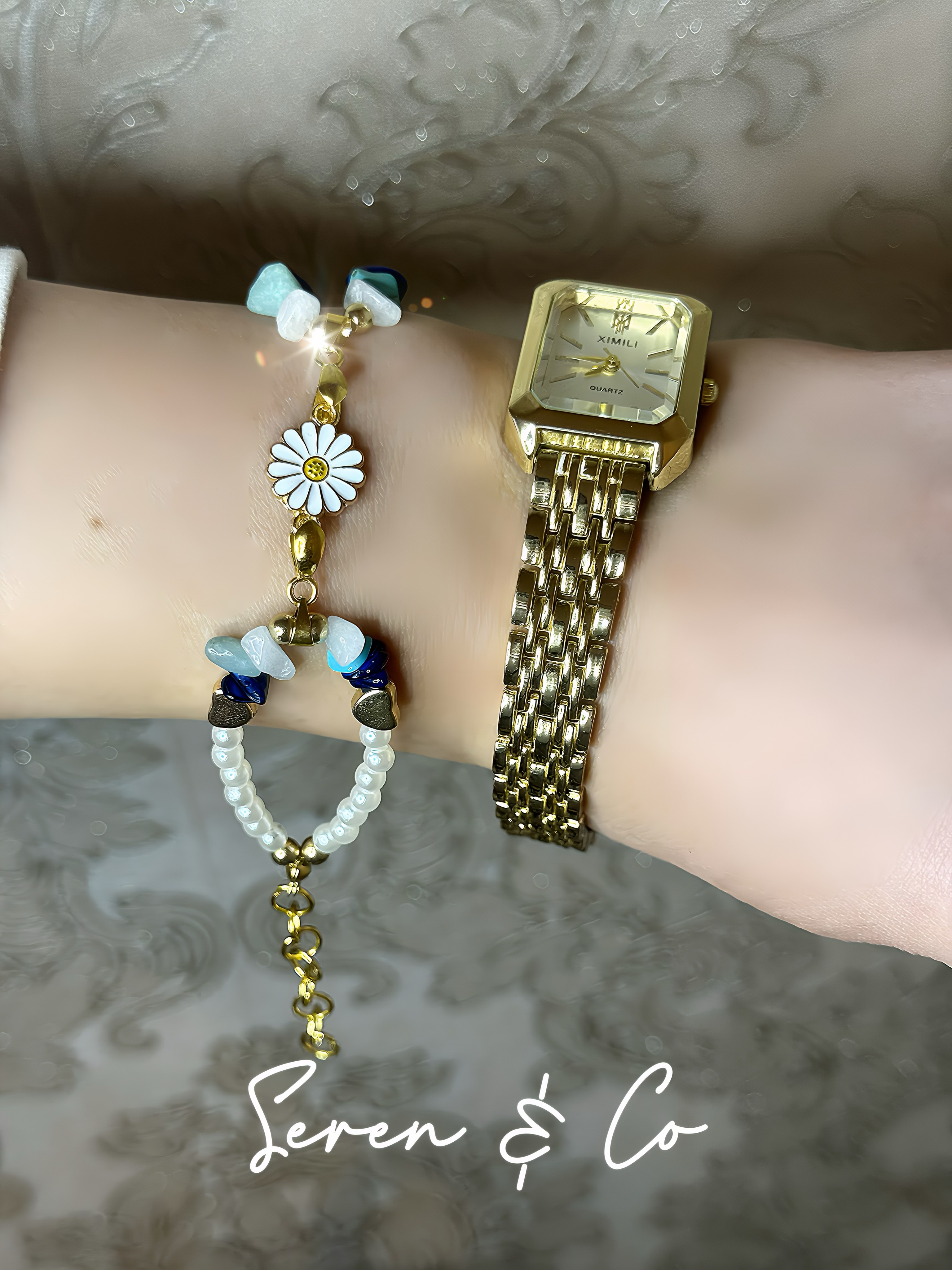The Soul Flower Charm bracelet (Turquoise, Amazonite, Lapis Lasuli & Quartz)