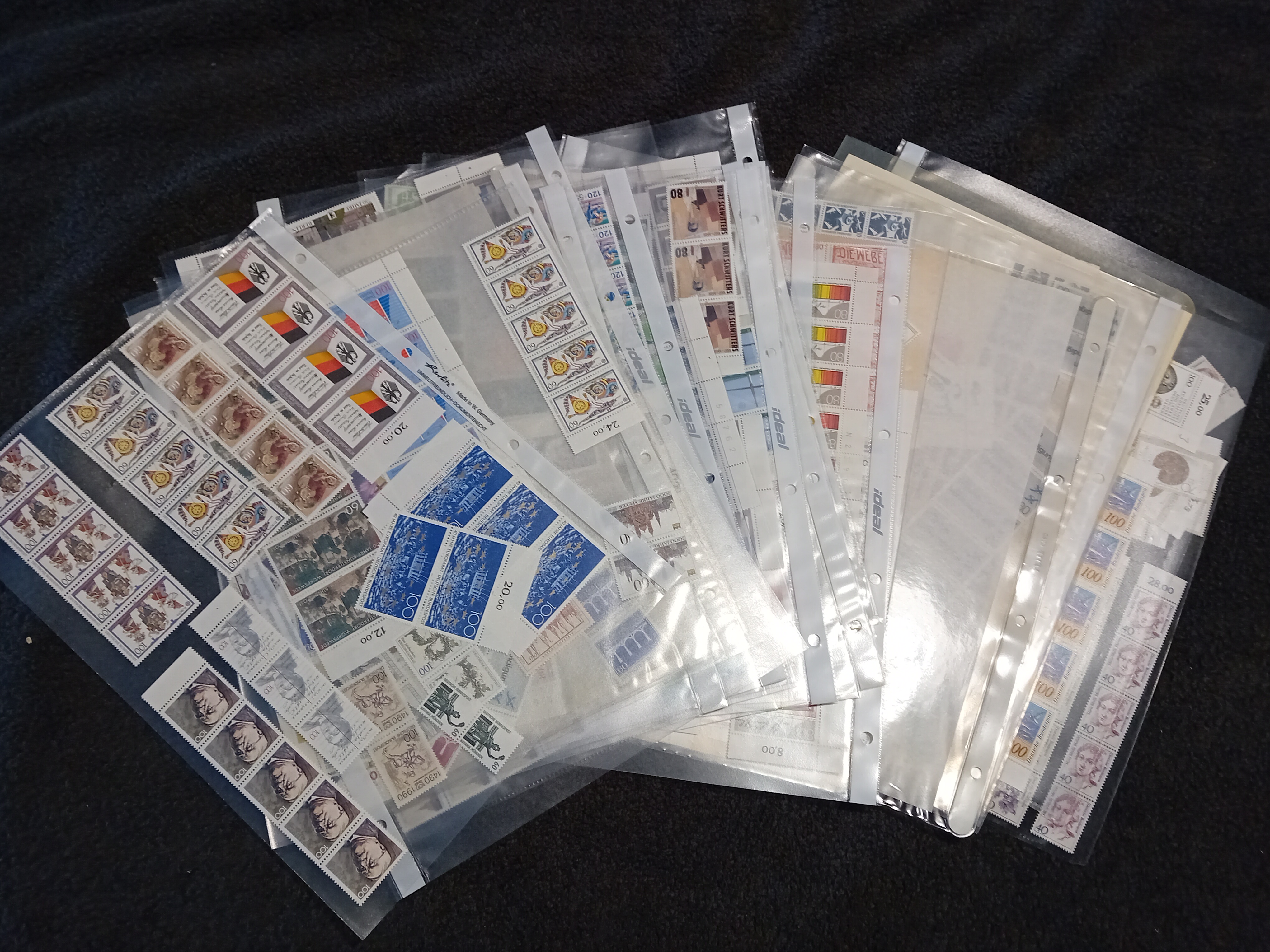 27 sleeves of german stamp strips/blocks ect MNH