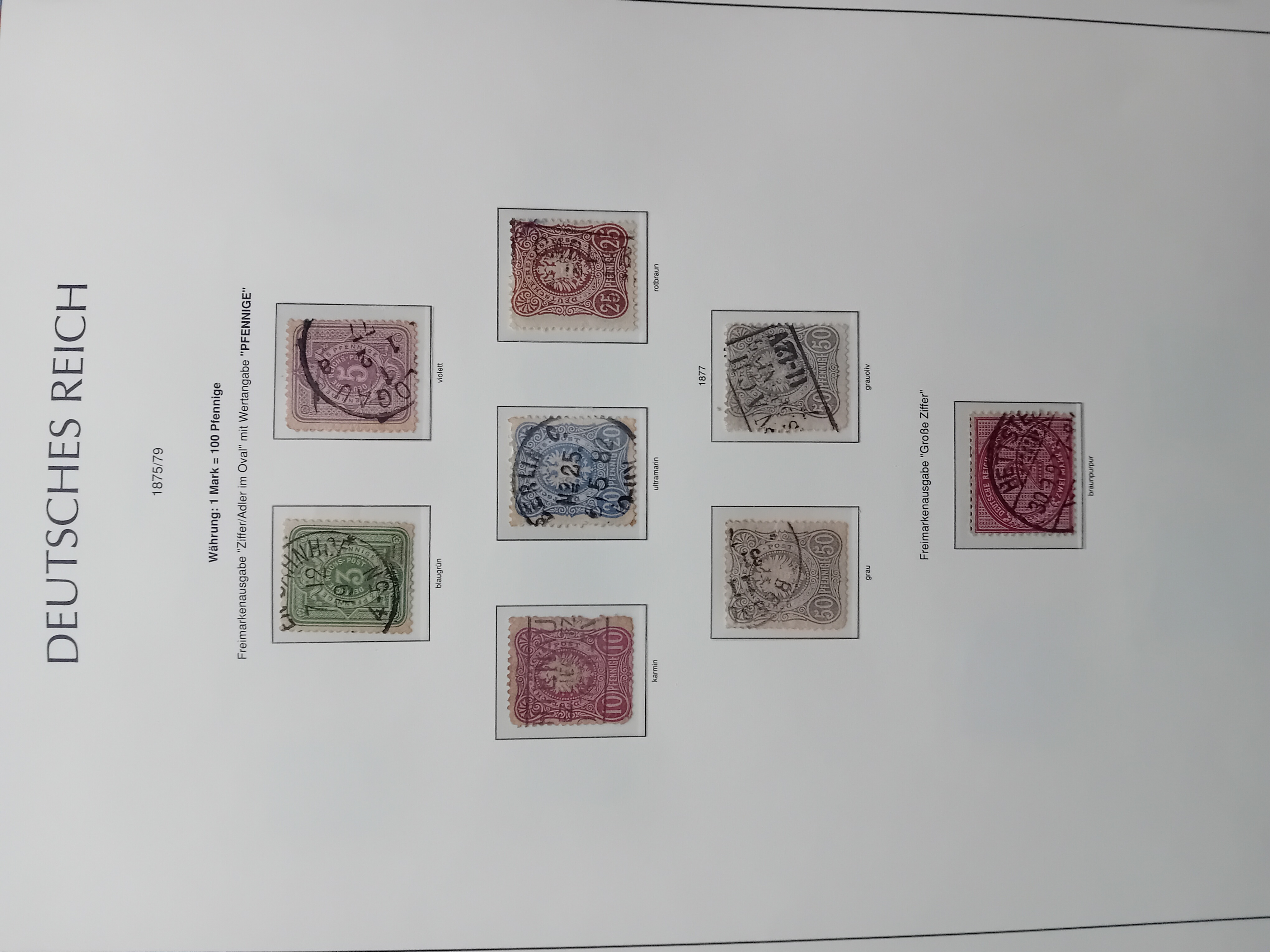 Germany 1875 8 used stamps on page