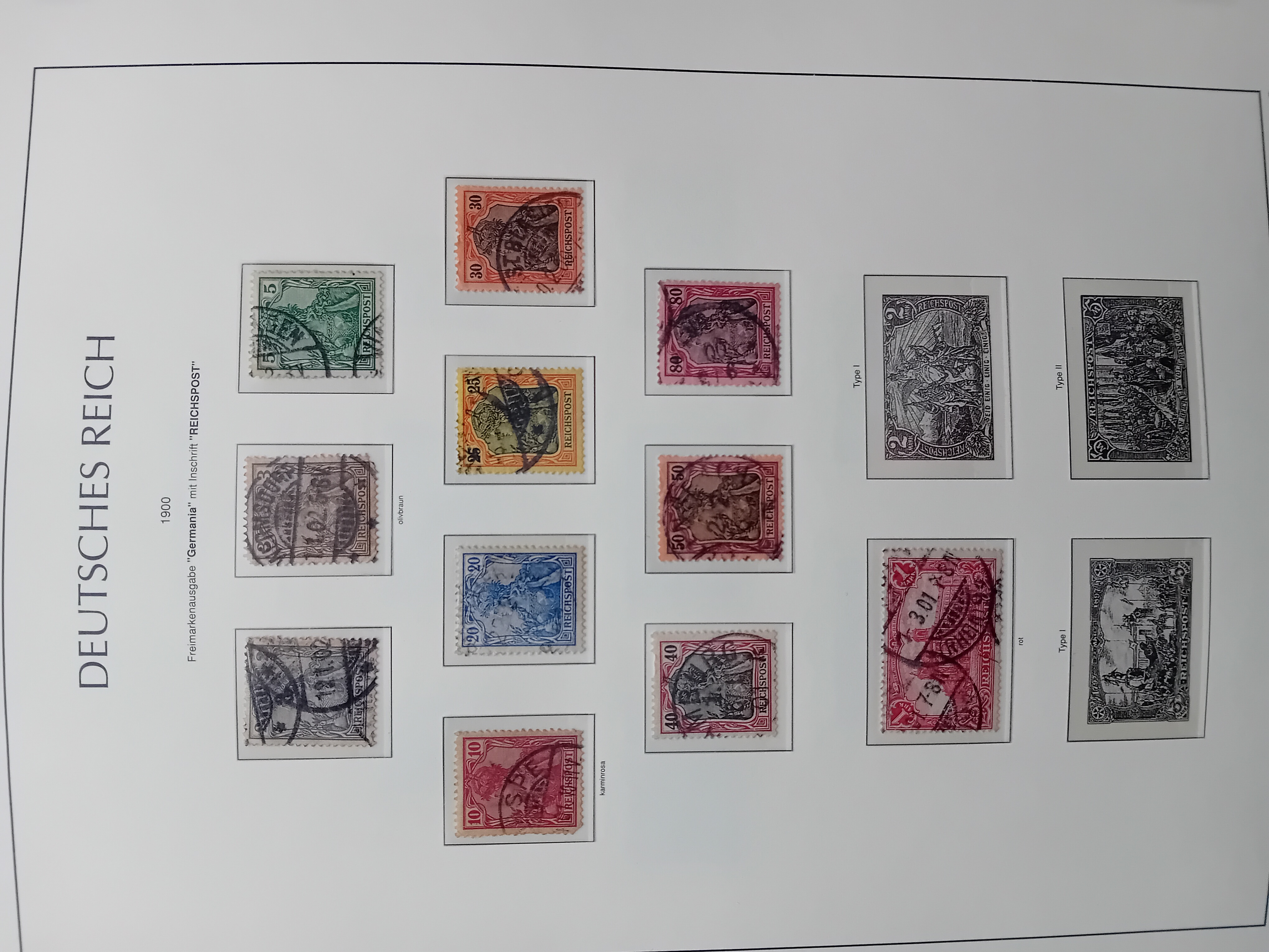 Germany 1900 11 used stamps on page