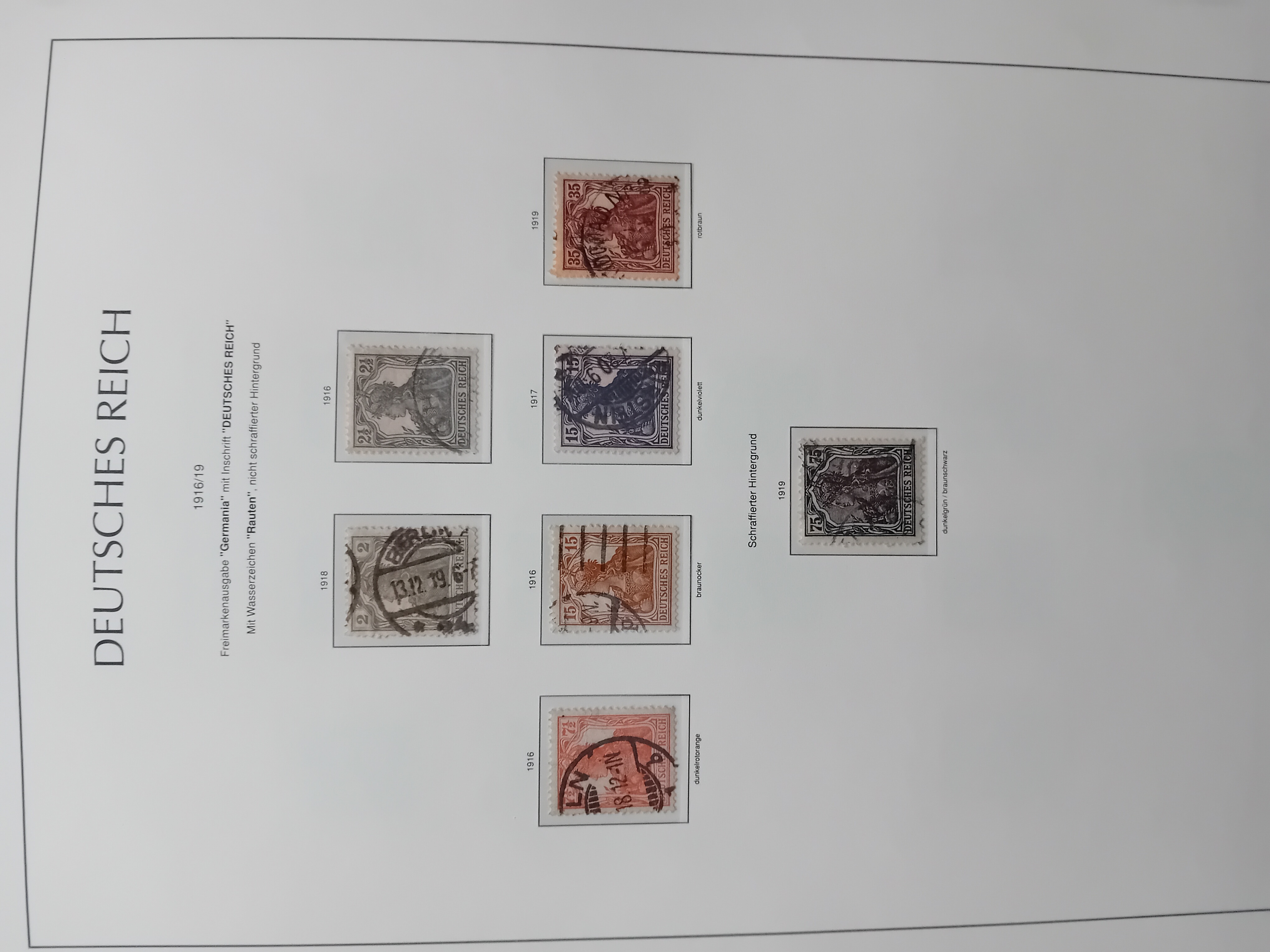 Germany 1916-1919 7 stamps on page
