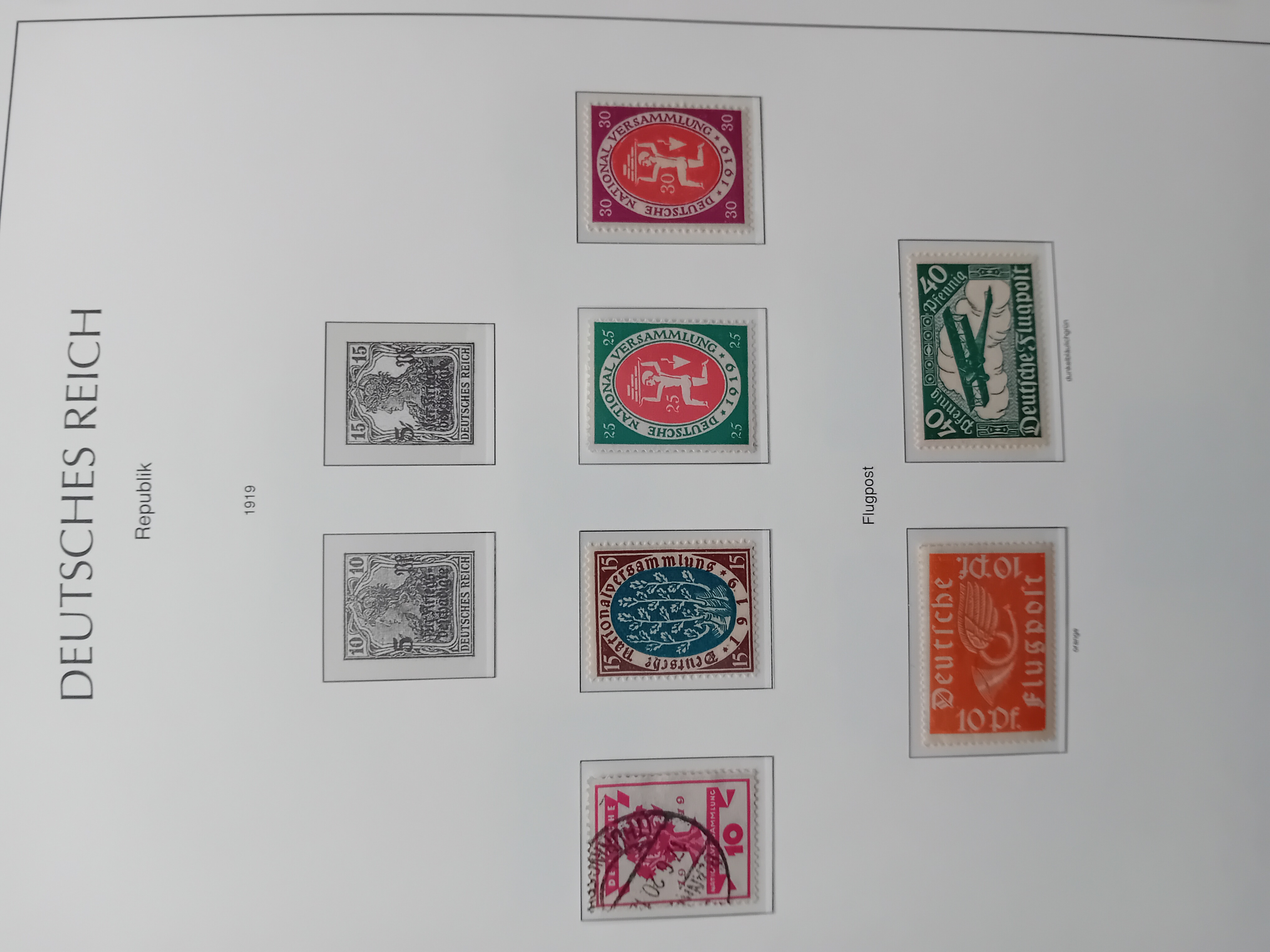 Germany Deutsch's Reich 1919 6 stamps on page