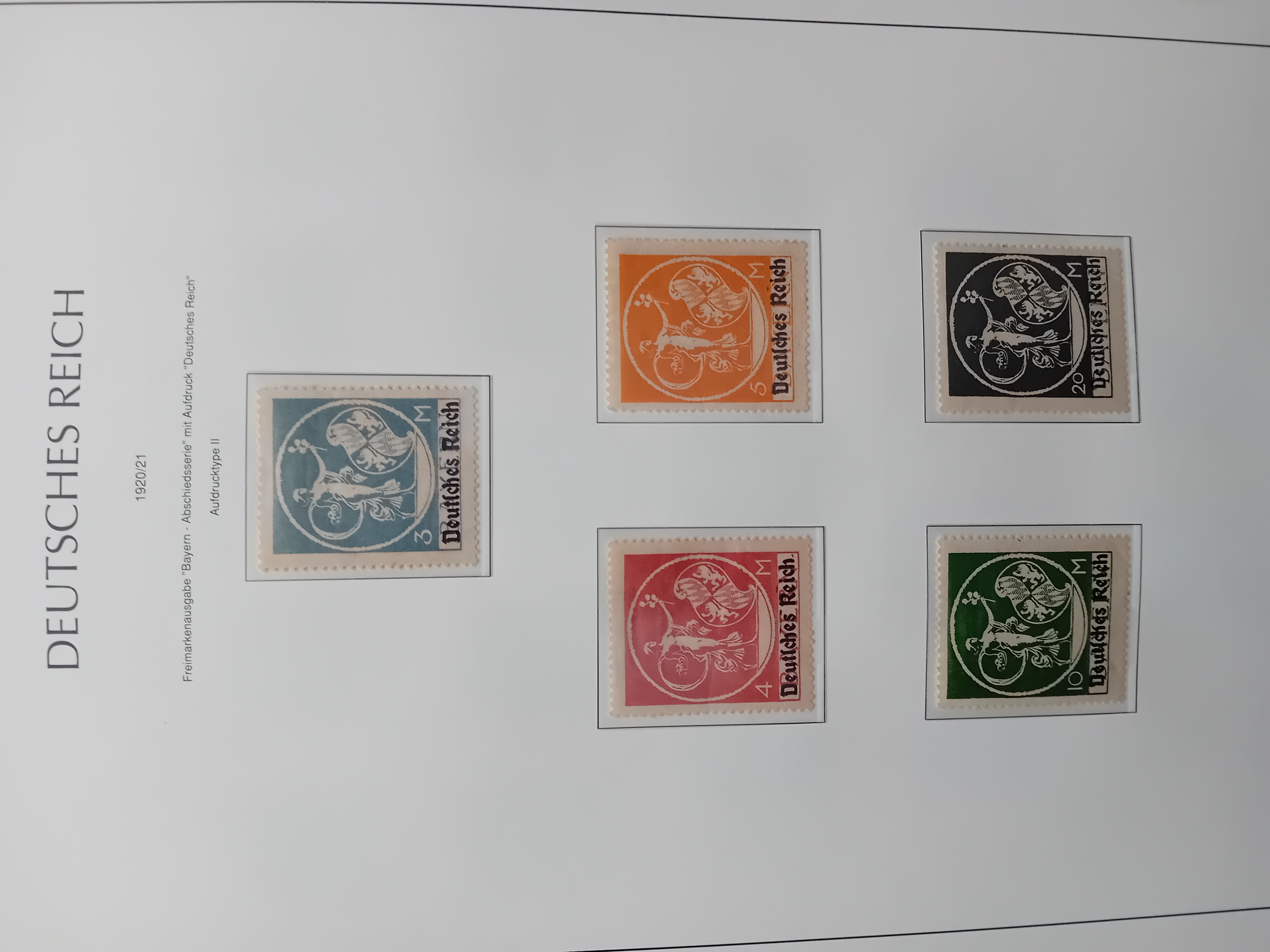 Germany Deutsch's Reich 1920/21 5 stamps on page