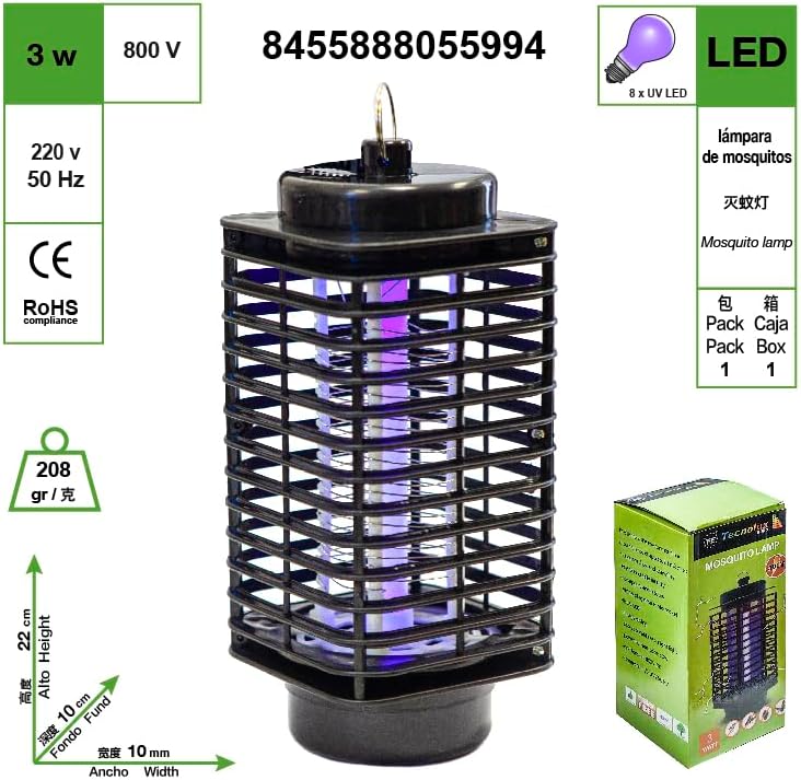 Lámpara Repelente de Mosquitos AMBE - Matamosquitos Eléctrico Recargable con Luz UV Portátil para In