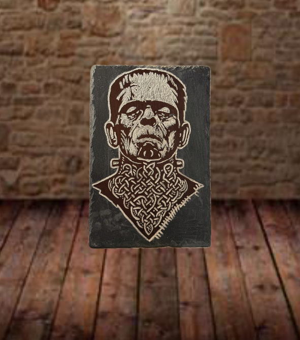 “Fire Bad” Ogham Celtic Frankenstein’s Monster Slate- Hand Carved