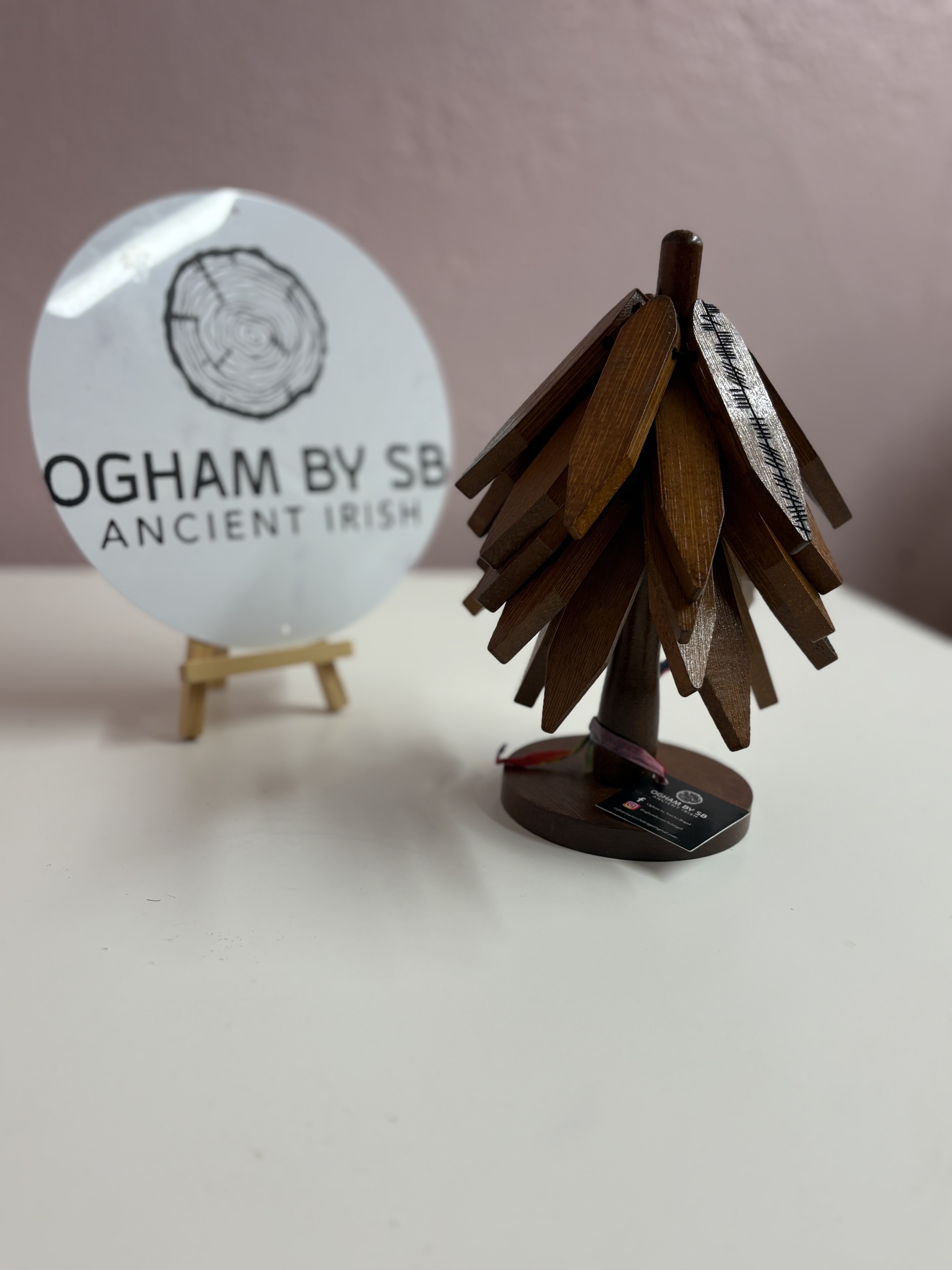 Ogham Inscribed Christmas Tree Coaster