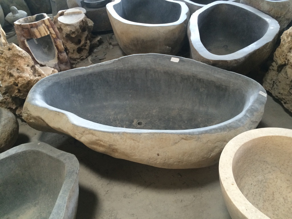Handcrafted Natural Stone Freestanding Bathtub - Spa Quality (Oval)