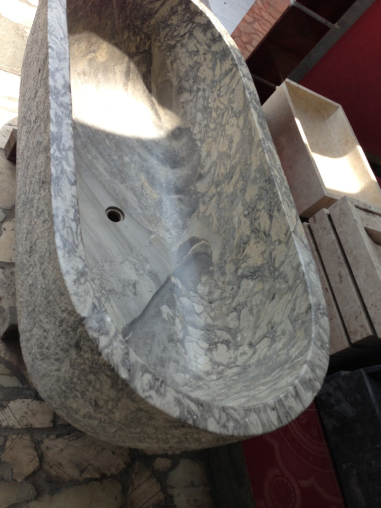 Handcrafted Marble Stone Freestanding Bathtub - Spa Quality (Oval)