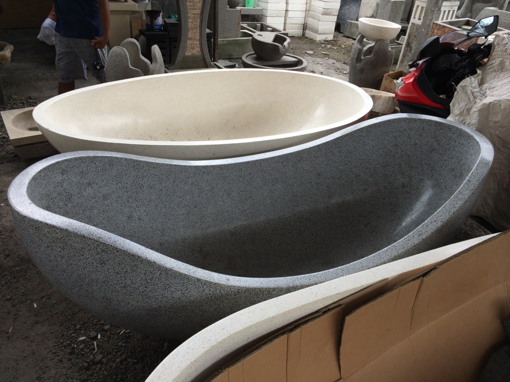 Handcrafted Terrazzo Stone Freestanding Bathtub - Spa Quality (Oval)