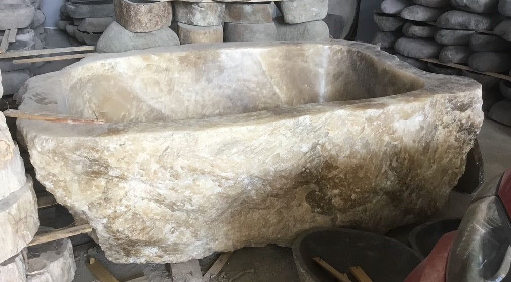 Handcrafted Onyx Stone Freestanding Bathtub - Spa Quality