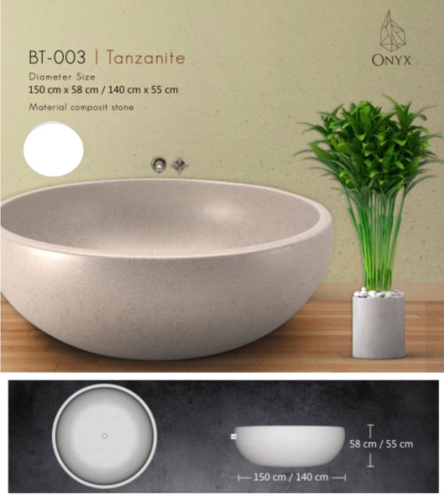 Handcrafted Terrazzo Stone Freestanding Bathtub - Spa Quality (Round)