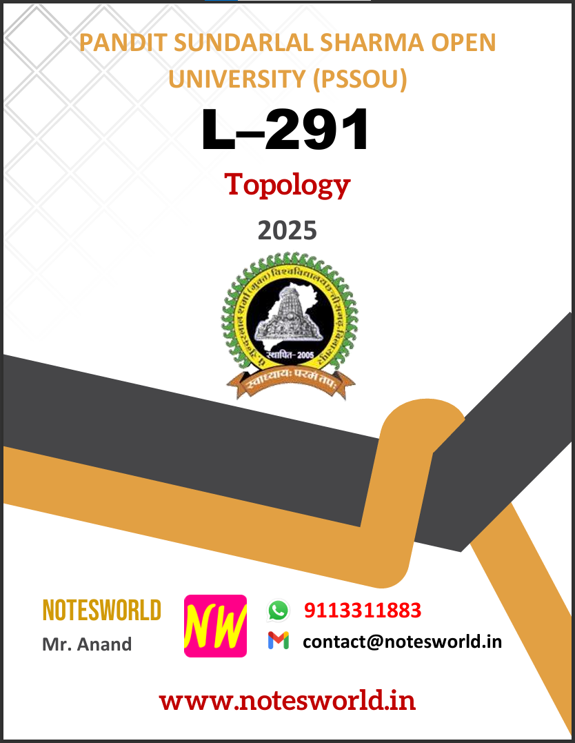 PSSOU MA/MSC (Mathematics) Previous Topology (L–291) Solved Assignment 2025