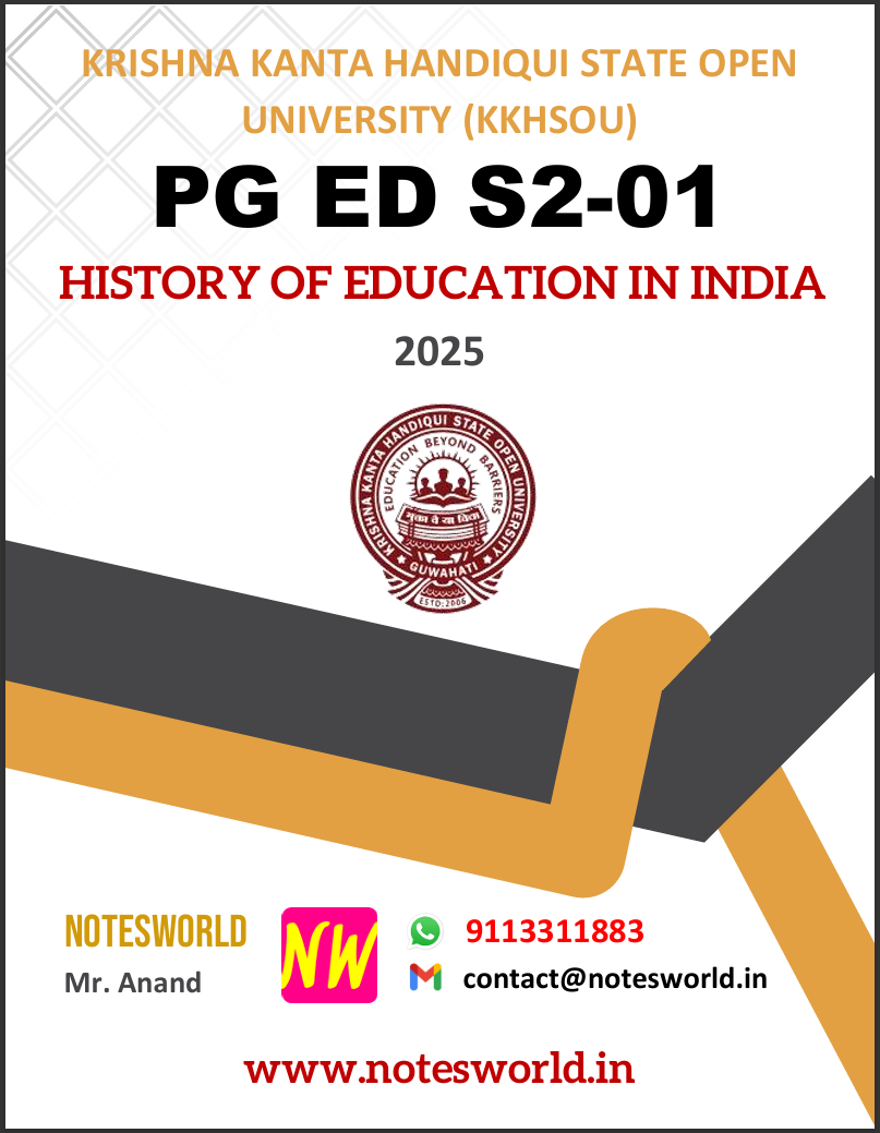 KKHSOU PG ED S2-01 (DSC 01) HISTORY OF EDUCATION IN INDIA Solved Assignment 2025