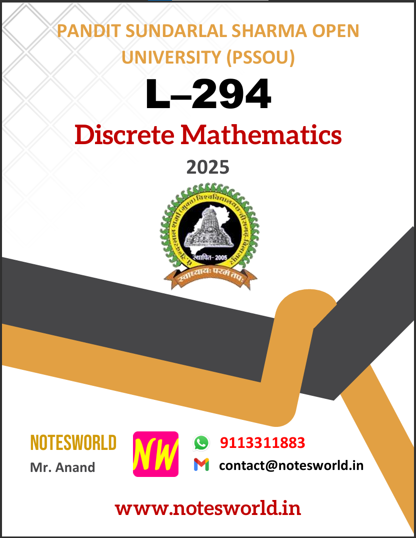 PSSOU MA/MSC (Mathematics) Previous Discrete Mathematics (L–294) Solved Assignment 2025