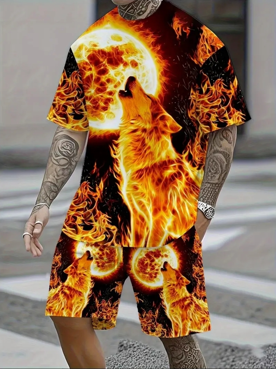 Mens Wolf Shirt & Shorts