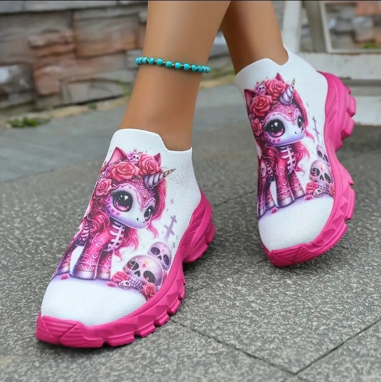 Womens Unicorn & Skulls Halloween Shoes