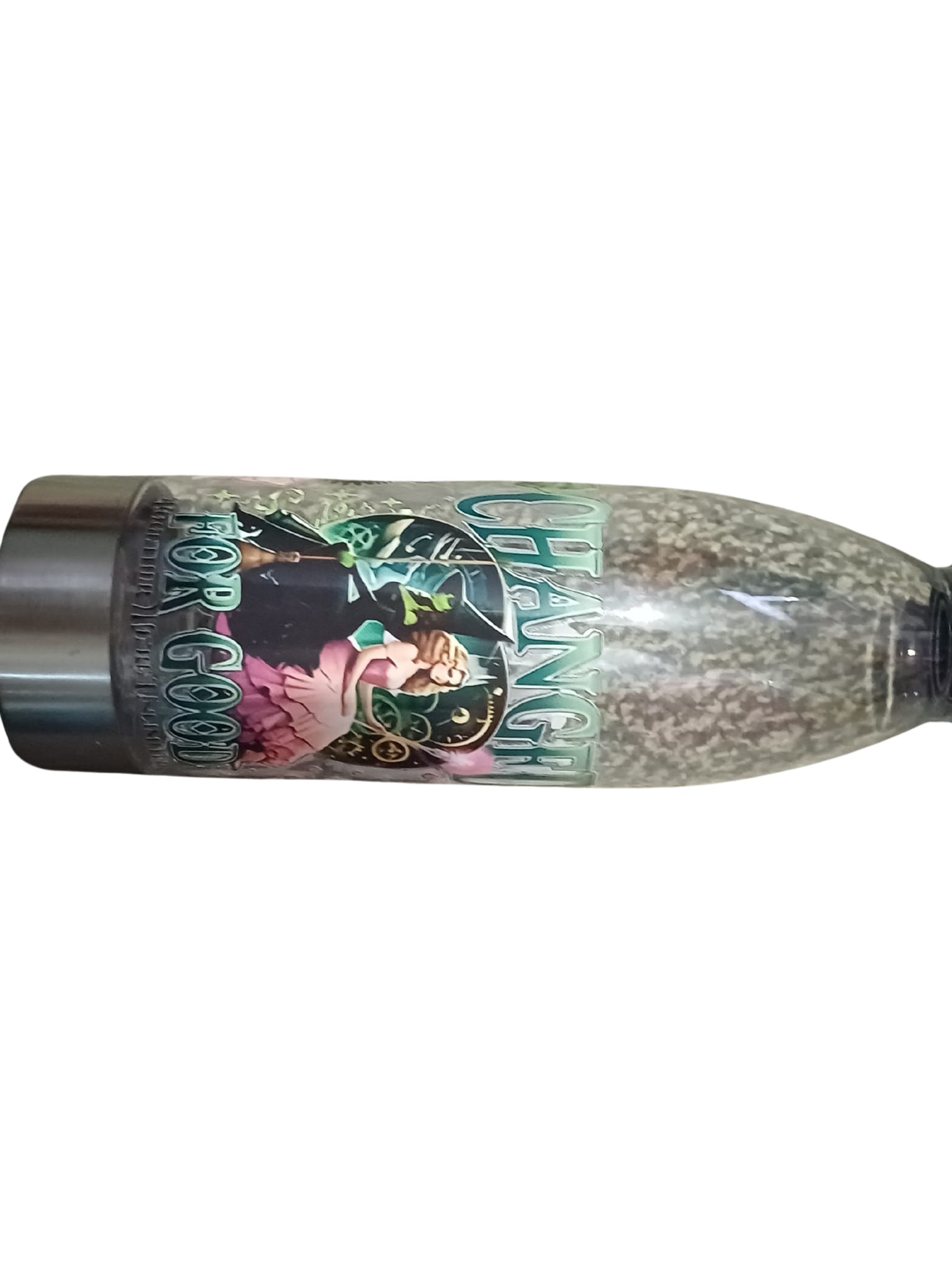 Silver and clear bottles