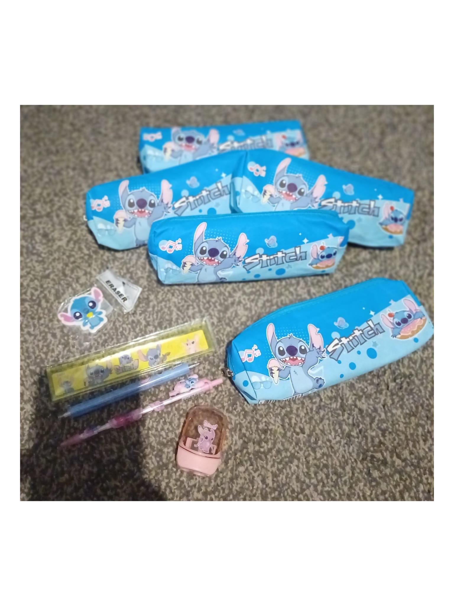 Stitch pencil case with stationary