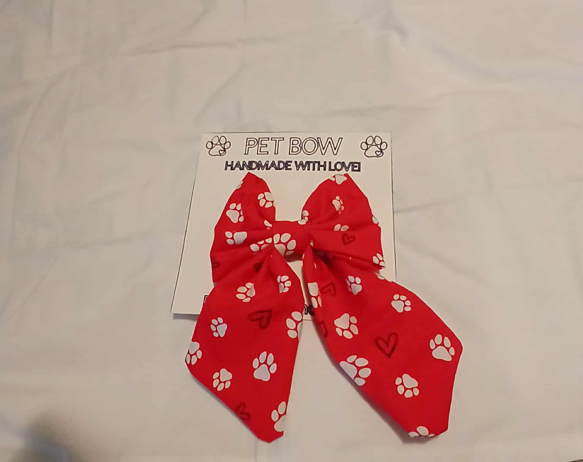 Paw Print Dog Bow