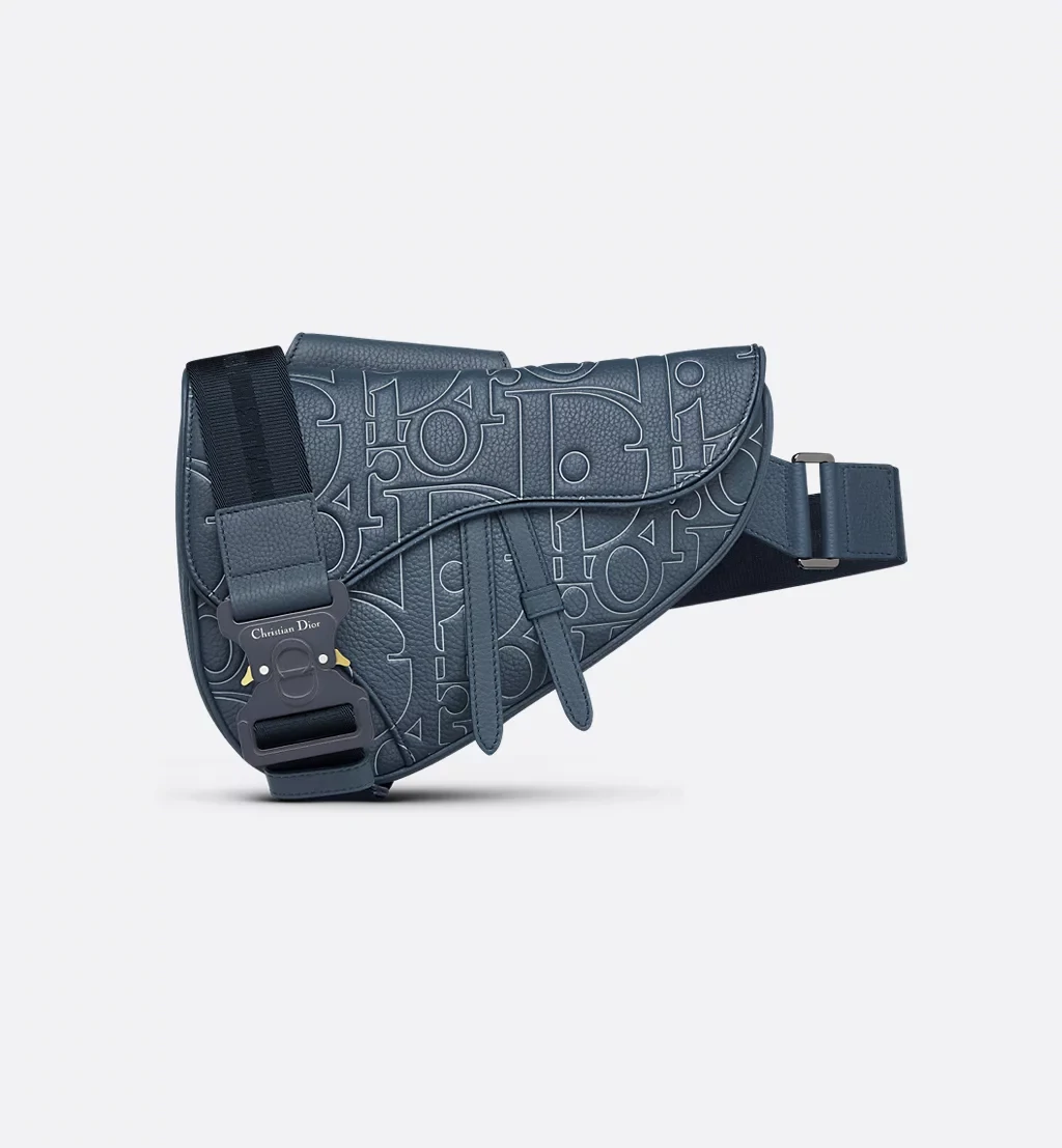 Navy Blue Dior Gravity Outline Leather and Navy Blue Grained Calfskin