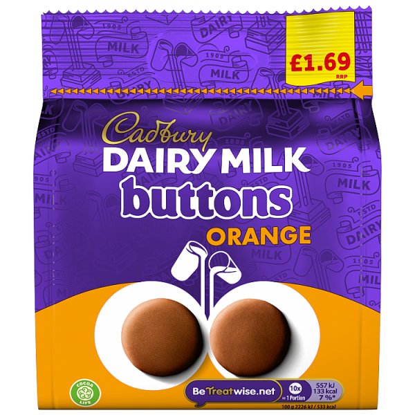 Cadbury Dairy Milk Chocolate Orange Buttons Bag 85g