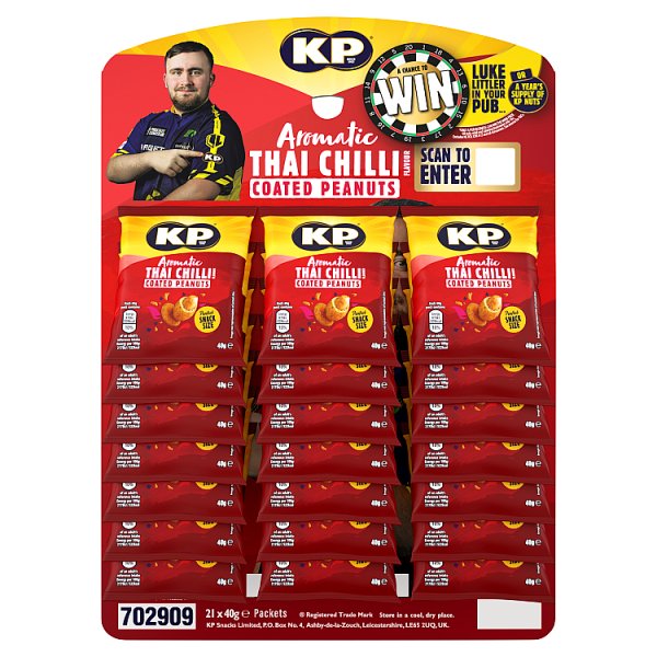 KP Flavour Kravers Aromatic Thai Chilli Coated Peanuts 40g (Pubcard)