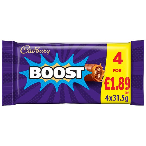 Cadbury Boost Chocolate Bar 4 Pack Multipack 126g