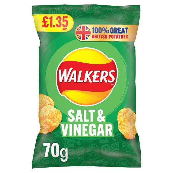 Walkers Salt & Vinegar Sharing Crisps 70g