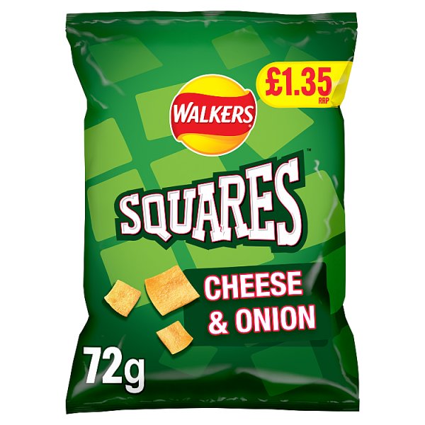Walkers Squares Cheese and Onion Crisps 72g