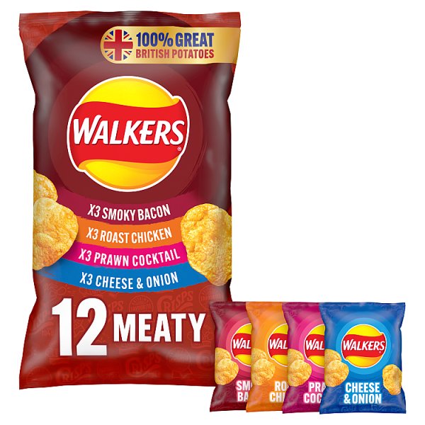 Walkers Meaty Variety Multipack Crisps 12 x 25g