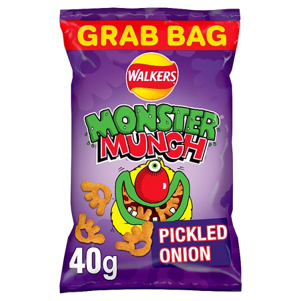 Walkers Monster Munch Pickled Onion Snacks Grab Bag Crisps 40g