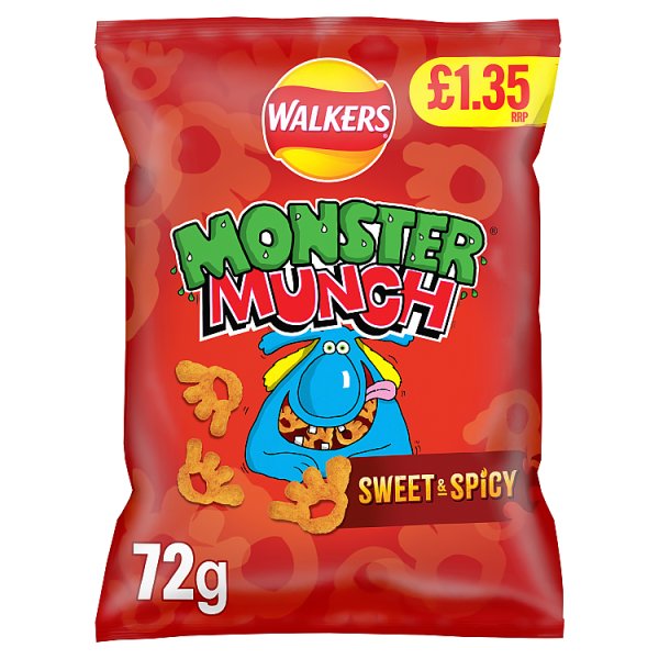 Walkers Monster Munch Sweet & Spicy Snacks 72g