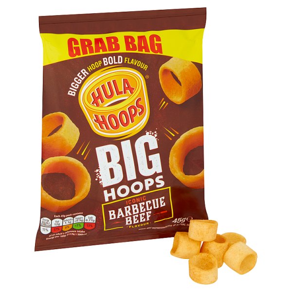 Hula Hoops Big Hoops BBQ Beef Grab Bag Crisps 45g