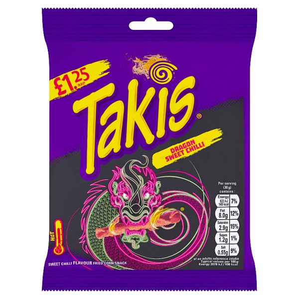 Takis Dragon Sweet Chilli Sweet Chilli Flavour Fried Corn Snack 55g
