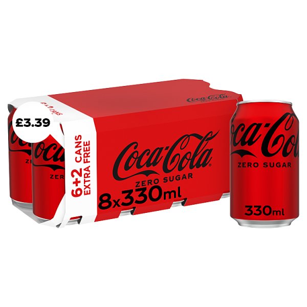 Coca-Cola Zero Sugar Cans 8 x 330ml