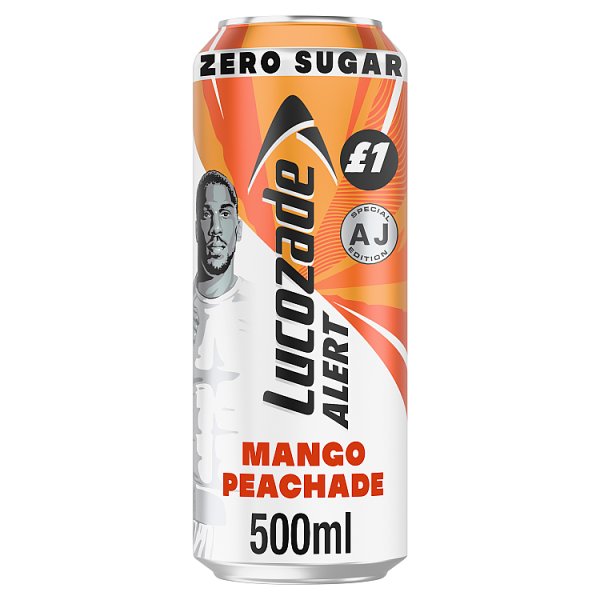 Lucozade Alert Energy Drink Zero Sugar Mango Peachade 500ml