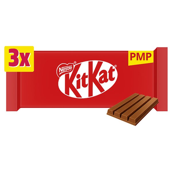 KitKat 4 Finger Milk Chocolate Biscuit Bar 3 Pack Multipack 124.5g