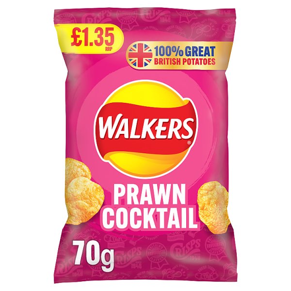 Walkers Prawn Cocktail Sharing Crisps 70g