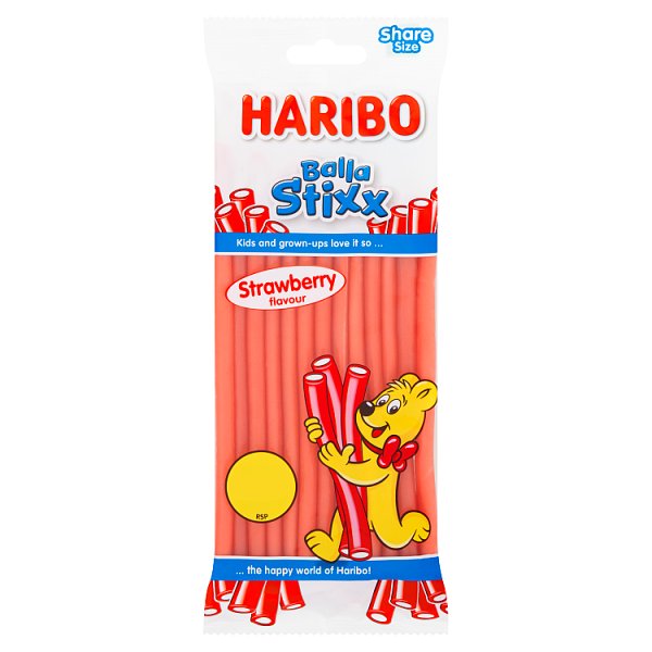 HARIBO Balla Stixx Chewy Strawberry Flavour Sweets Sharing Bag 140g