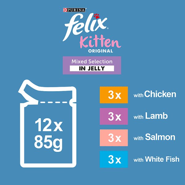 FELIX Original Kitten Mixed Selection in Jelly Wet Cat Food 12x85g