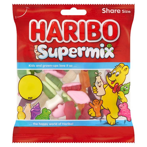 HARIBO Supermix Fruit & Milk Flavoured Jelly & Foam Sweets Sharing Bag 140g