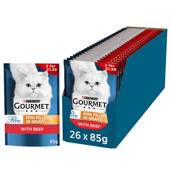 GOURMET Perle Mini Fillets in Gravy Beef Wet Cat Food 85g