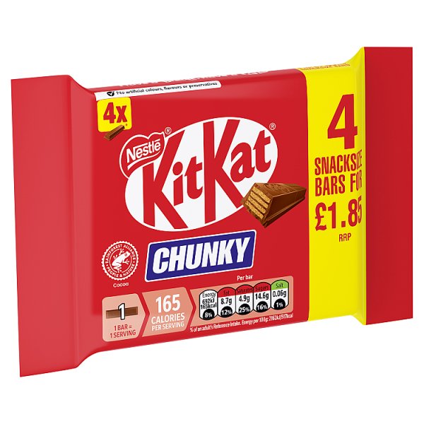 KitKat Chunky Snacksize Chocolate Bar 4 Pack Multipack 128g
