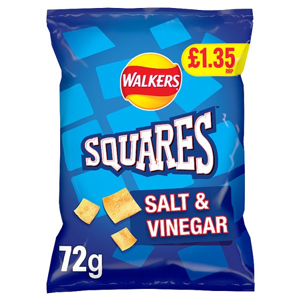 Walkers Squares Salt & Vinegar Crisps 72g